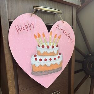 Heart shaped happy birthday wooden sign